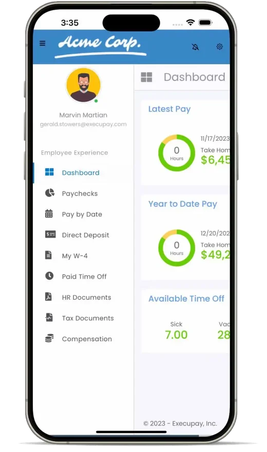 The Employee Portal app shown on a mobile phone